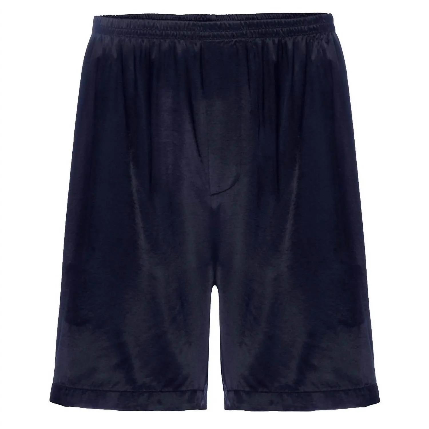 Adam Satin Boxer With Faux Fly In Navy