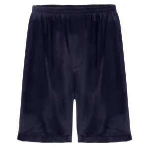Adam Satin Boxer With Faux Fly In Navy