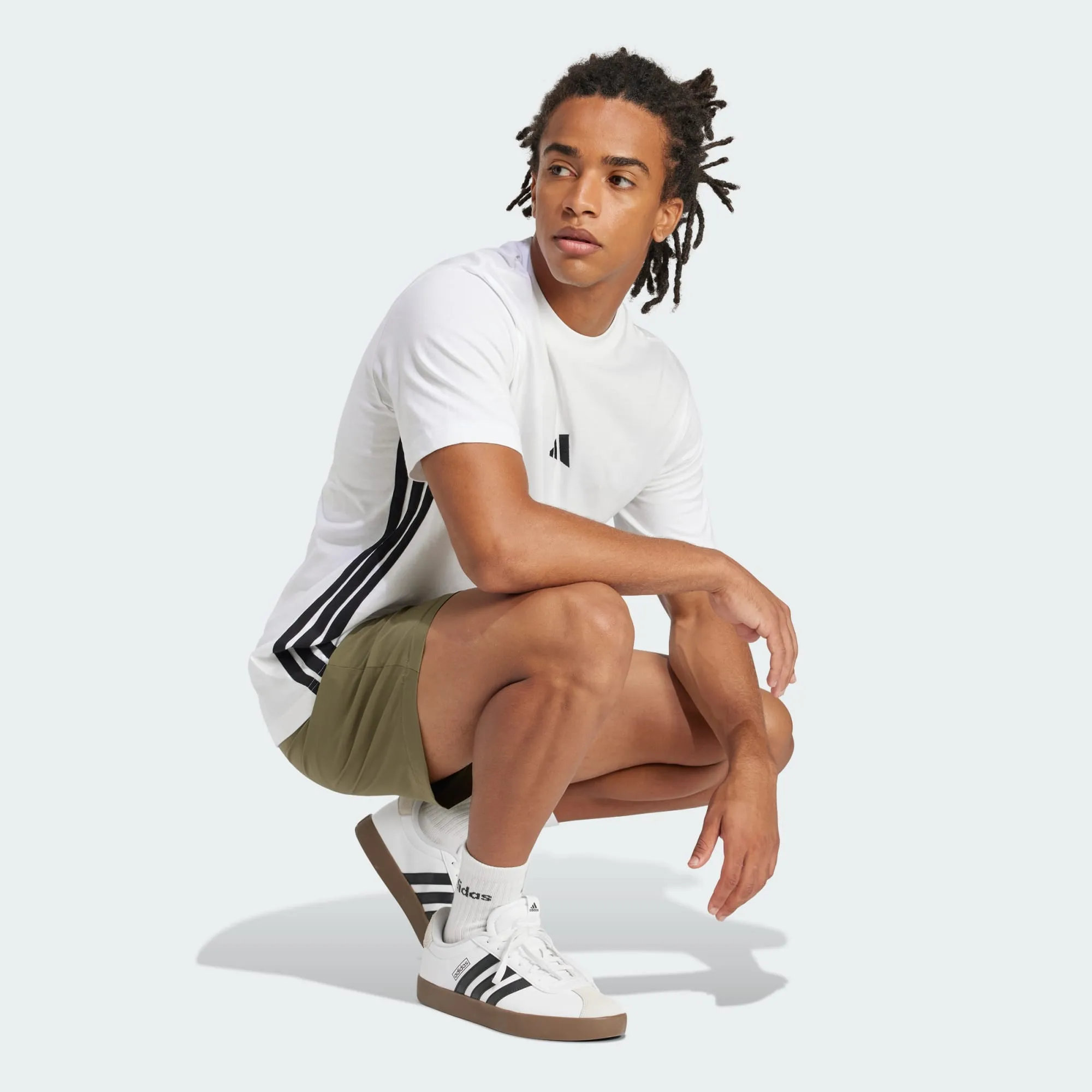 ADIDAS MEN'S 3-STRIPES SINGLE JERSEY WHITE TEE