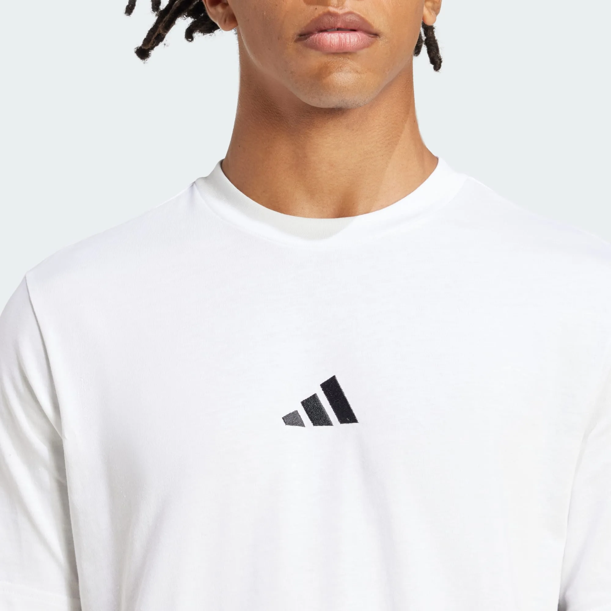 ADIDAS MEN'S 3-STRIPES SINGLE JERSEY WHITE TEE