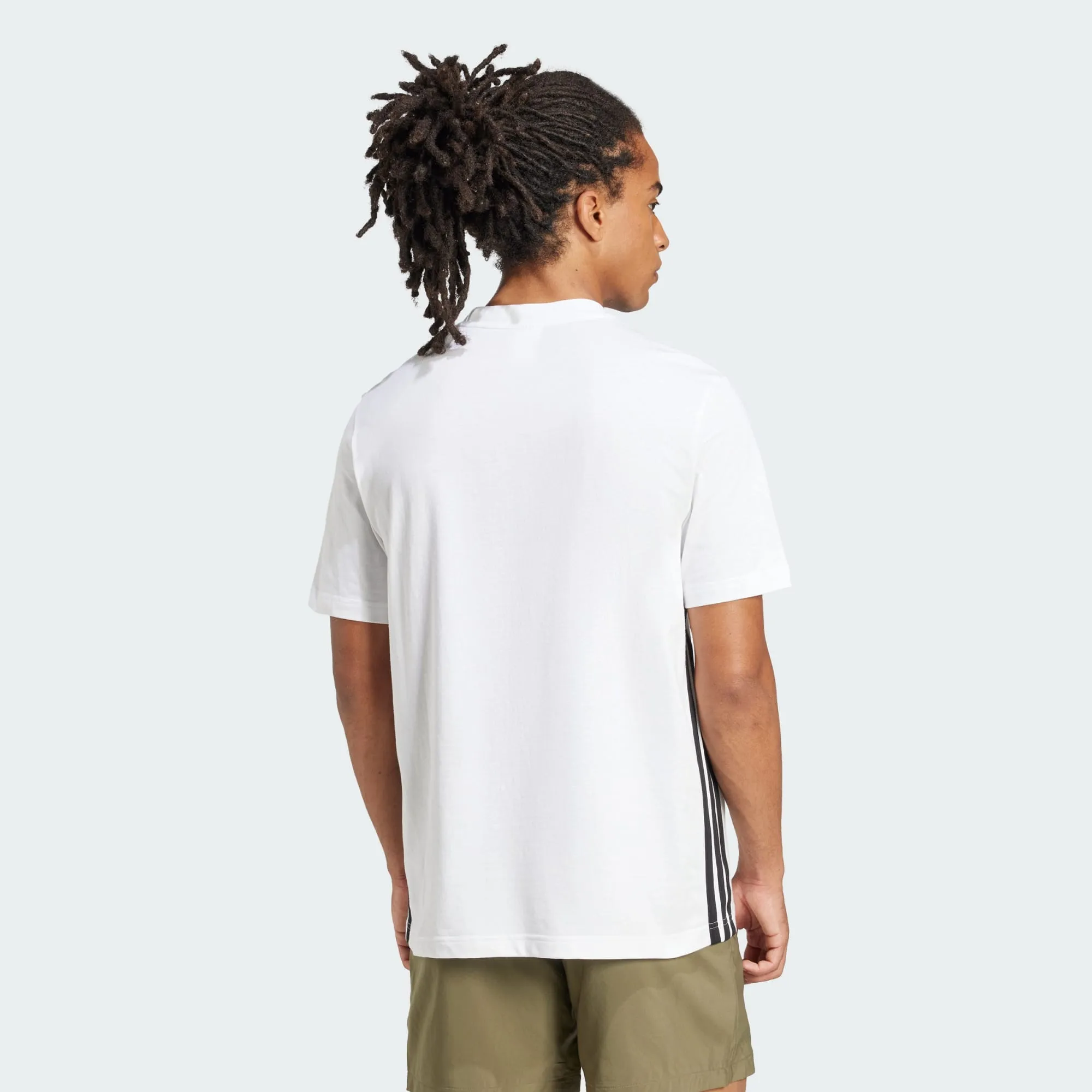 ADIDAS MEN'S 3-STRIPES SINGLE JERSEY WHITE TEE