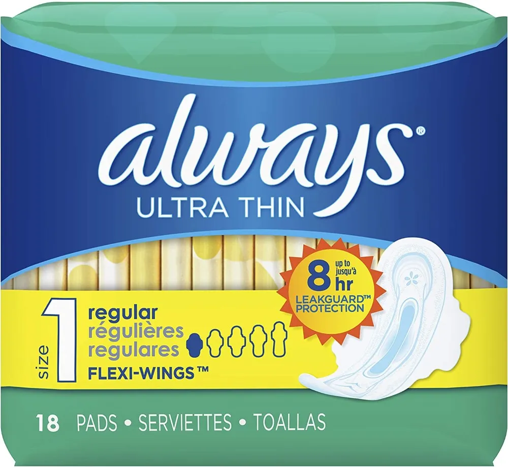 Always Ultra Thin Pads with Wings - Regular - 18 Count