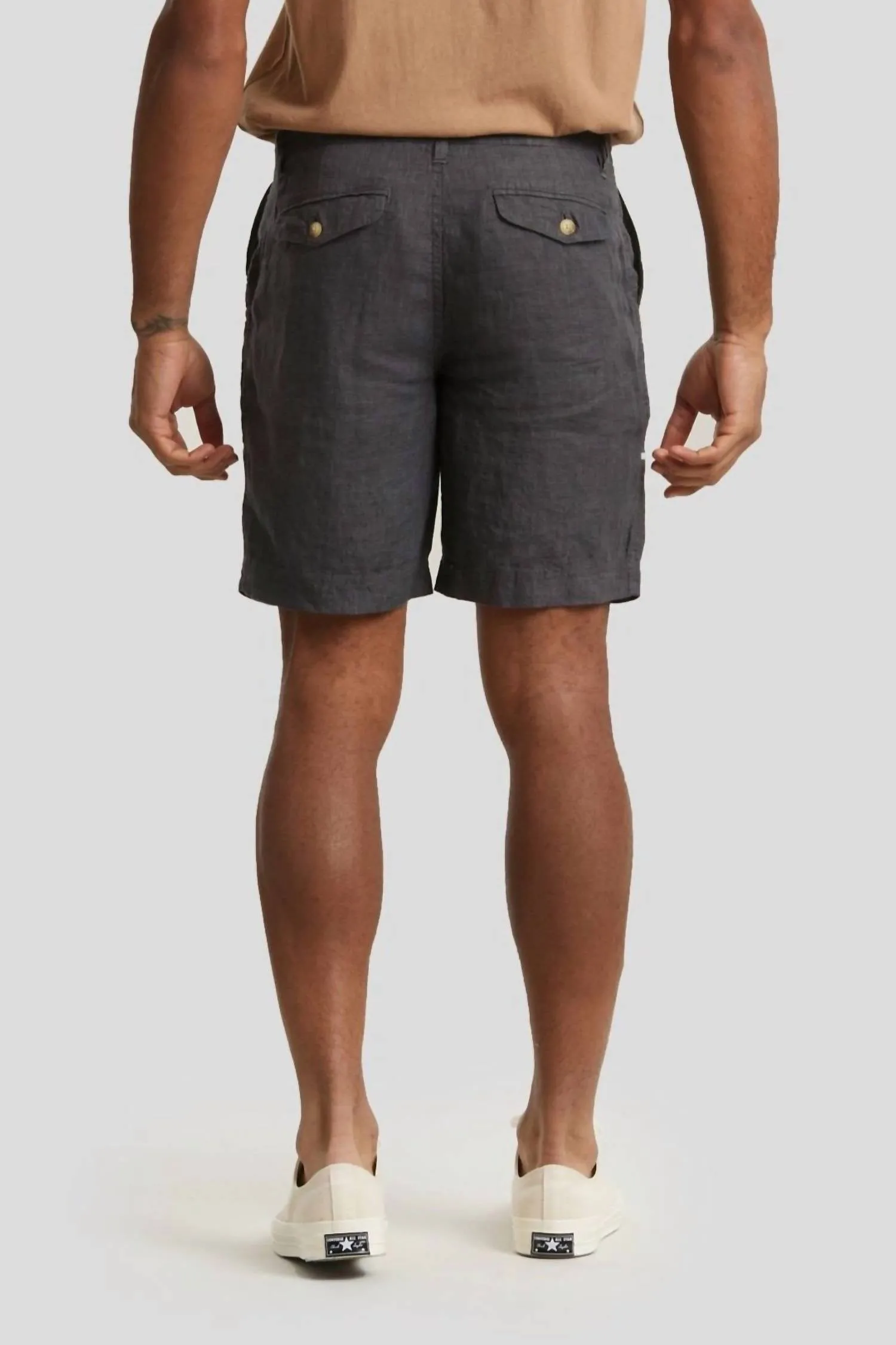 Aventura Washed Linen Shorts In Charcoal