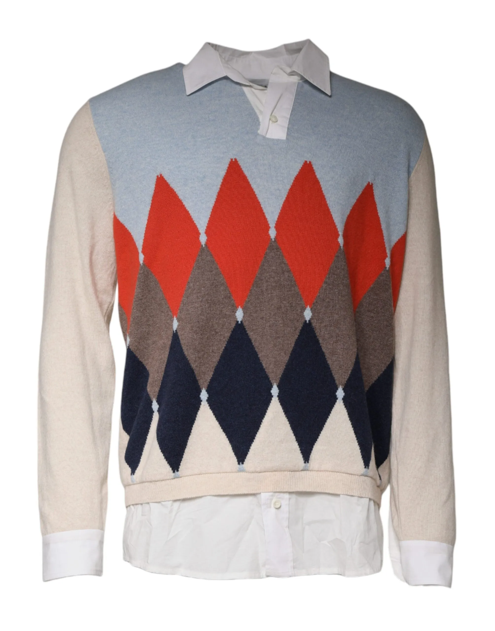 Ballantyne multi Patterned Colla Long Sleeves Pullover Men's Sweater (Pre-Owned)