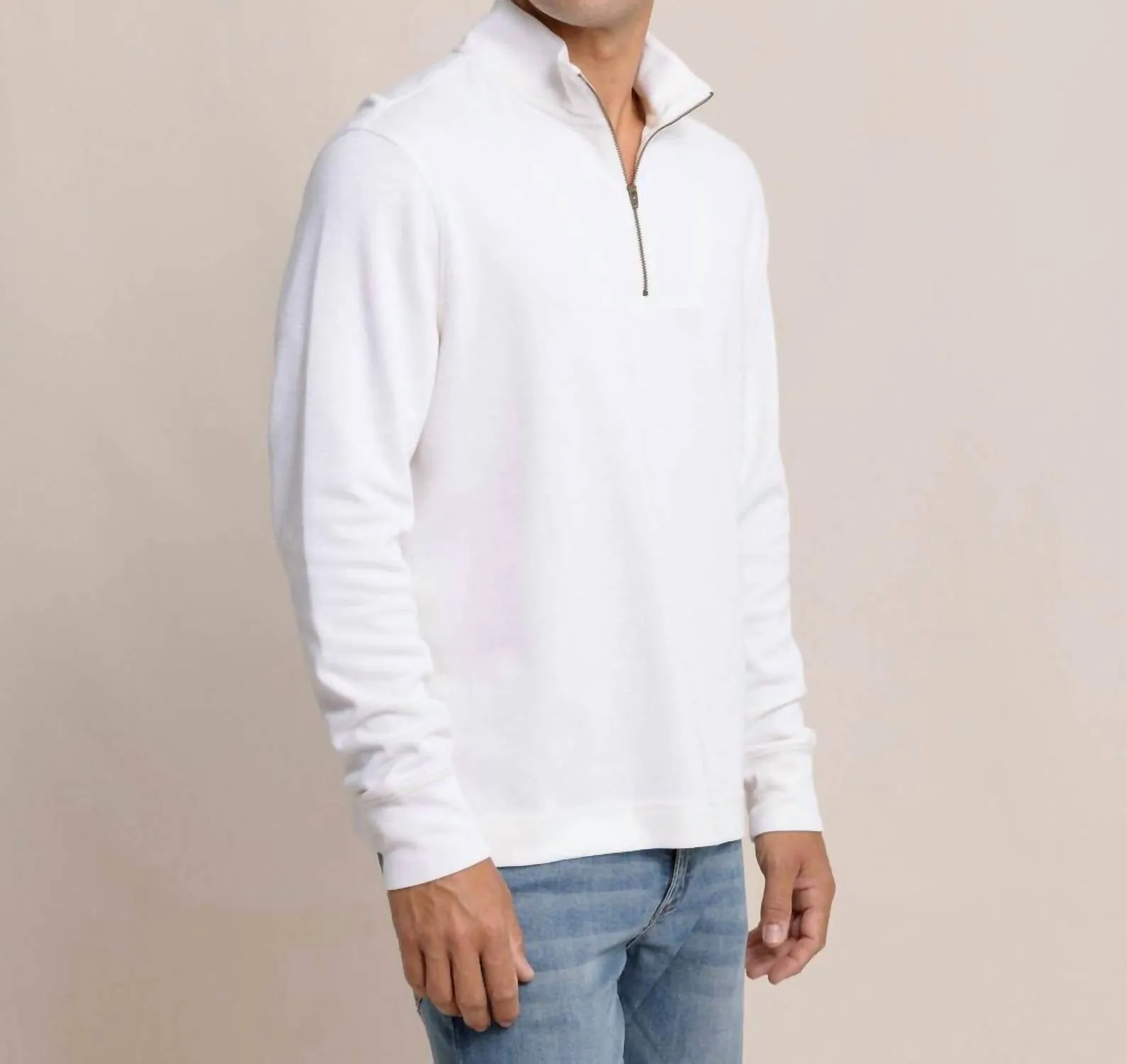 Bay Berry Quarter Zip Sweater In Sand White