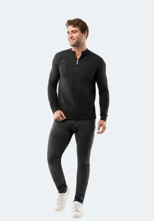 Black Waffle Stripe Quarter Zip