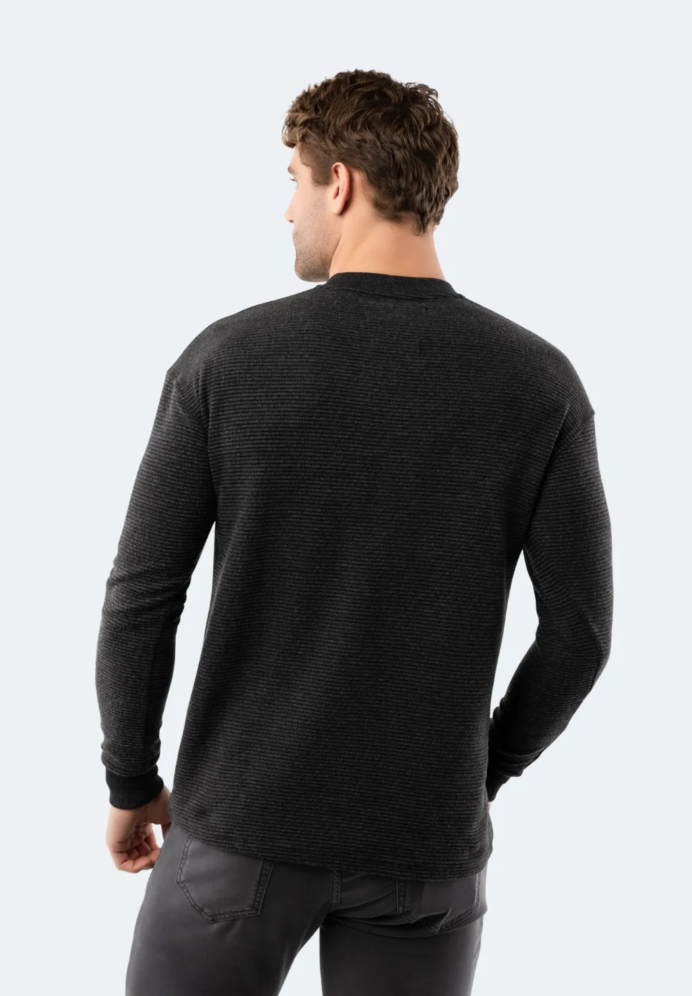 Black Waffle Stripe Quarter Zip