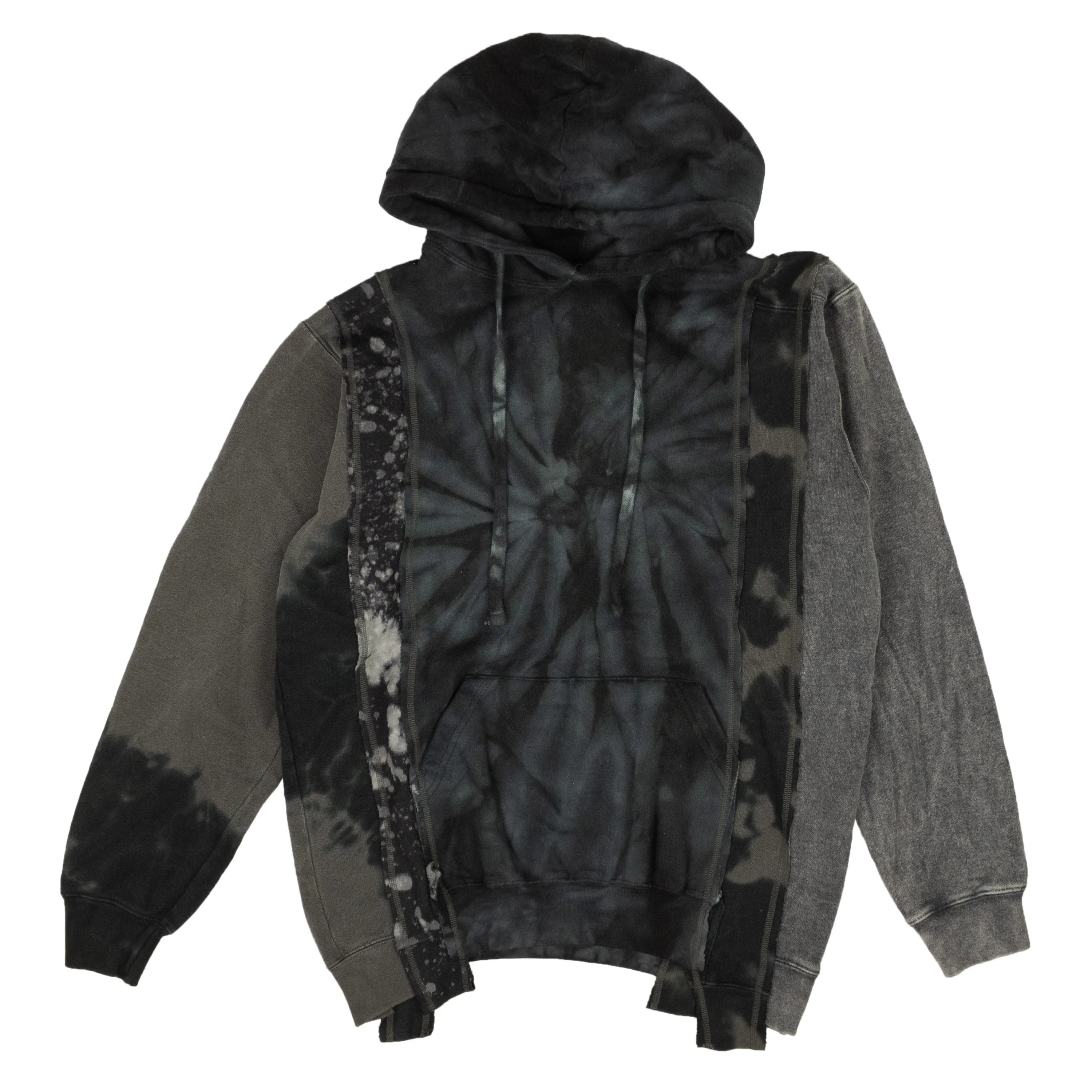 Blue And Grey Cotton Rebuilt Tie Dye Hoodie