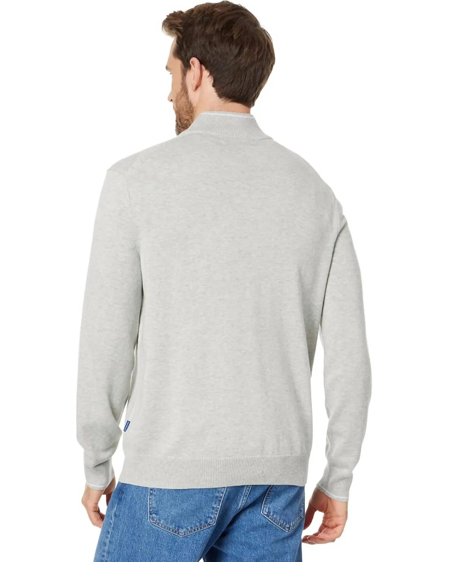 Boathouse Tipped Quarter-Zip Sweatshirt In Light Grey Heather
