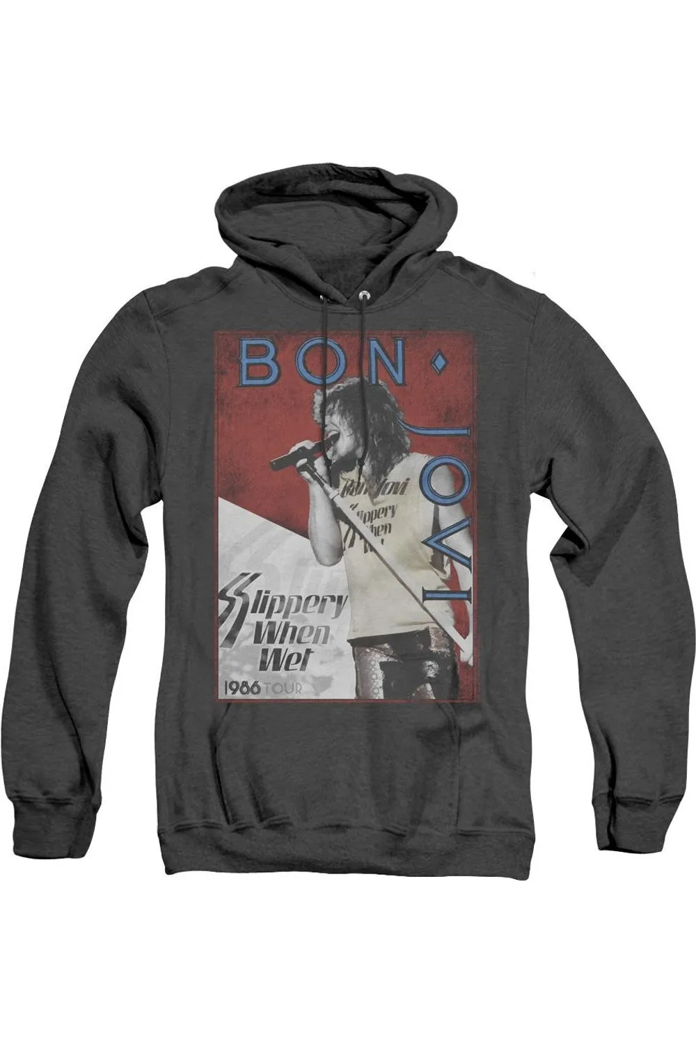 Bon Jovi 86 Tour Adult Heather Hoodie