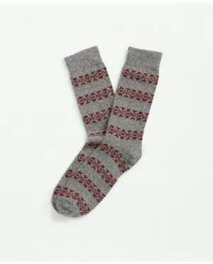 Brooks Brothers Men's Wool-Silk Blend Flecked Fair Isle Socks Grey Brooks Brothers