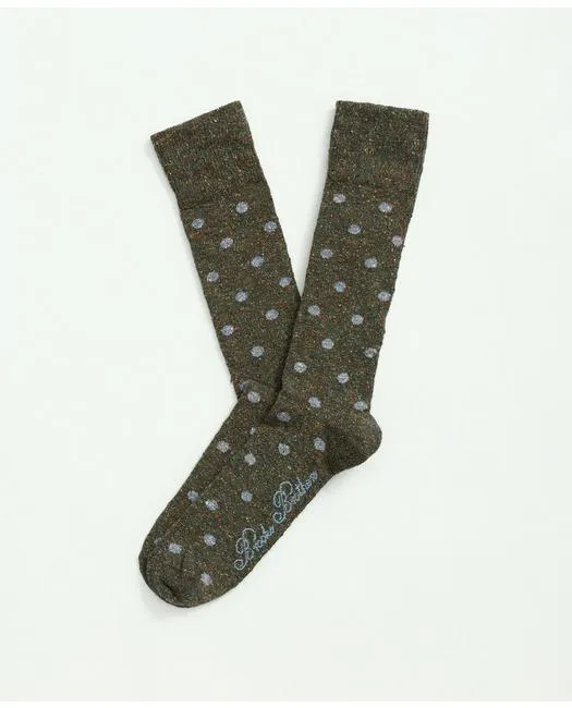 Brooks Brothers Men's Wool-Silk Blend Flecked Socks Medium Green Brooks Brothers