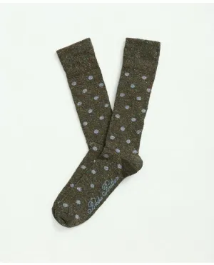 Brooks Brothers Men's Wool-Silk Blend Flecked Socks Medium Green Brooks Brothers