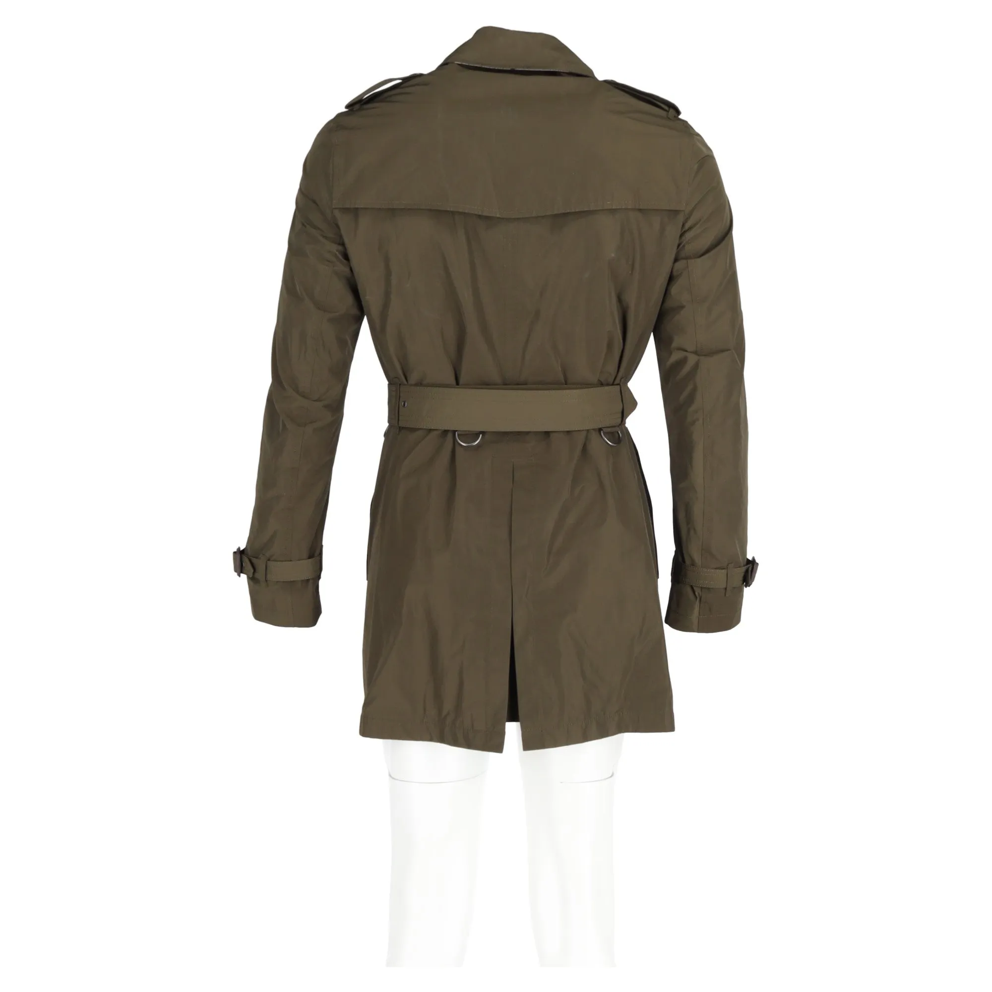 Burberry Single-Breasted  with Belt Trench Coat in Olive Polyester