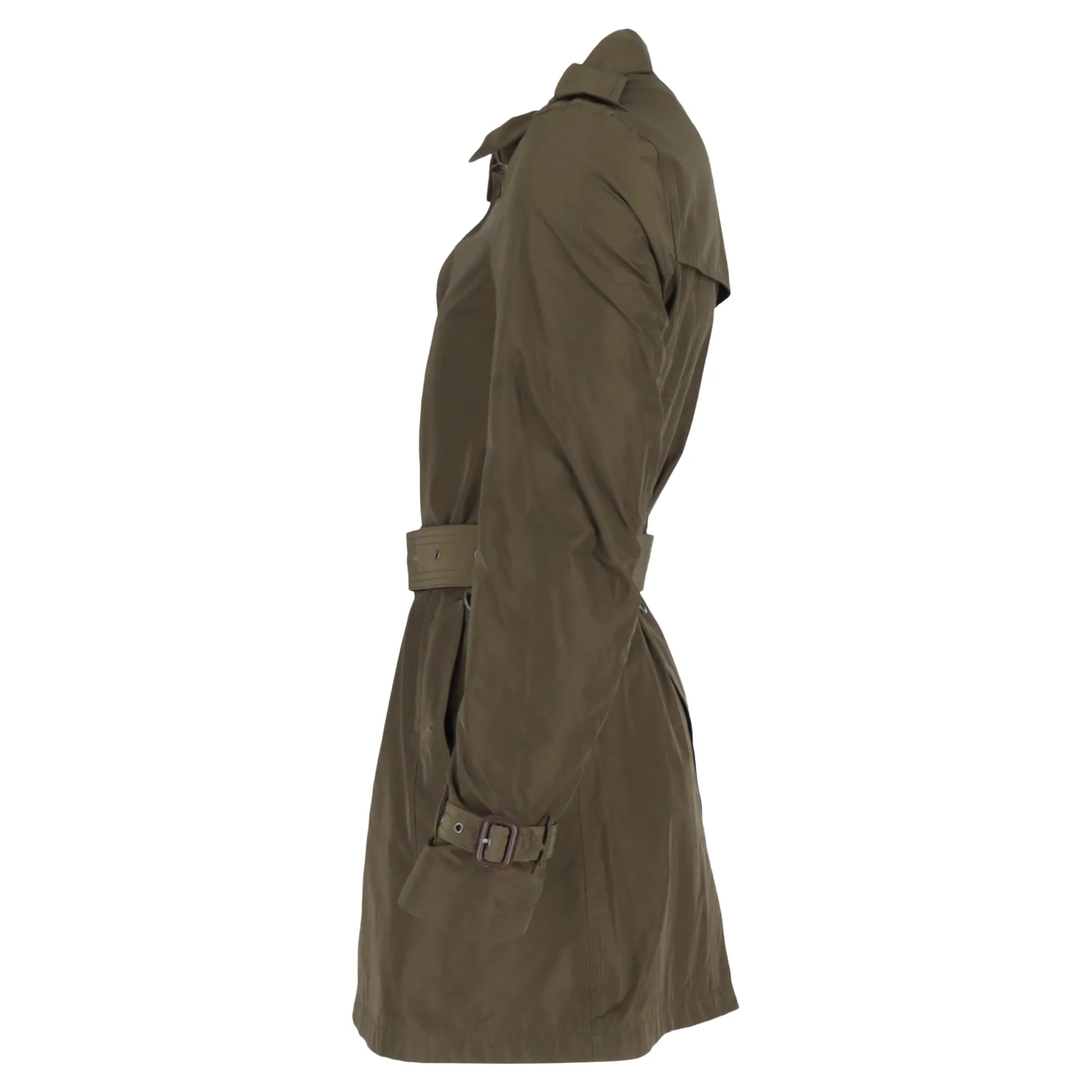 Burberry Single-Breasted  with Belt Trench Coat in Olive Polyester