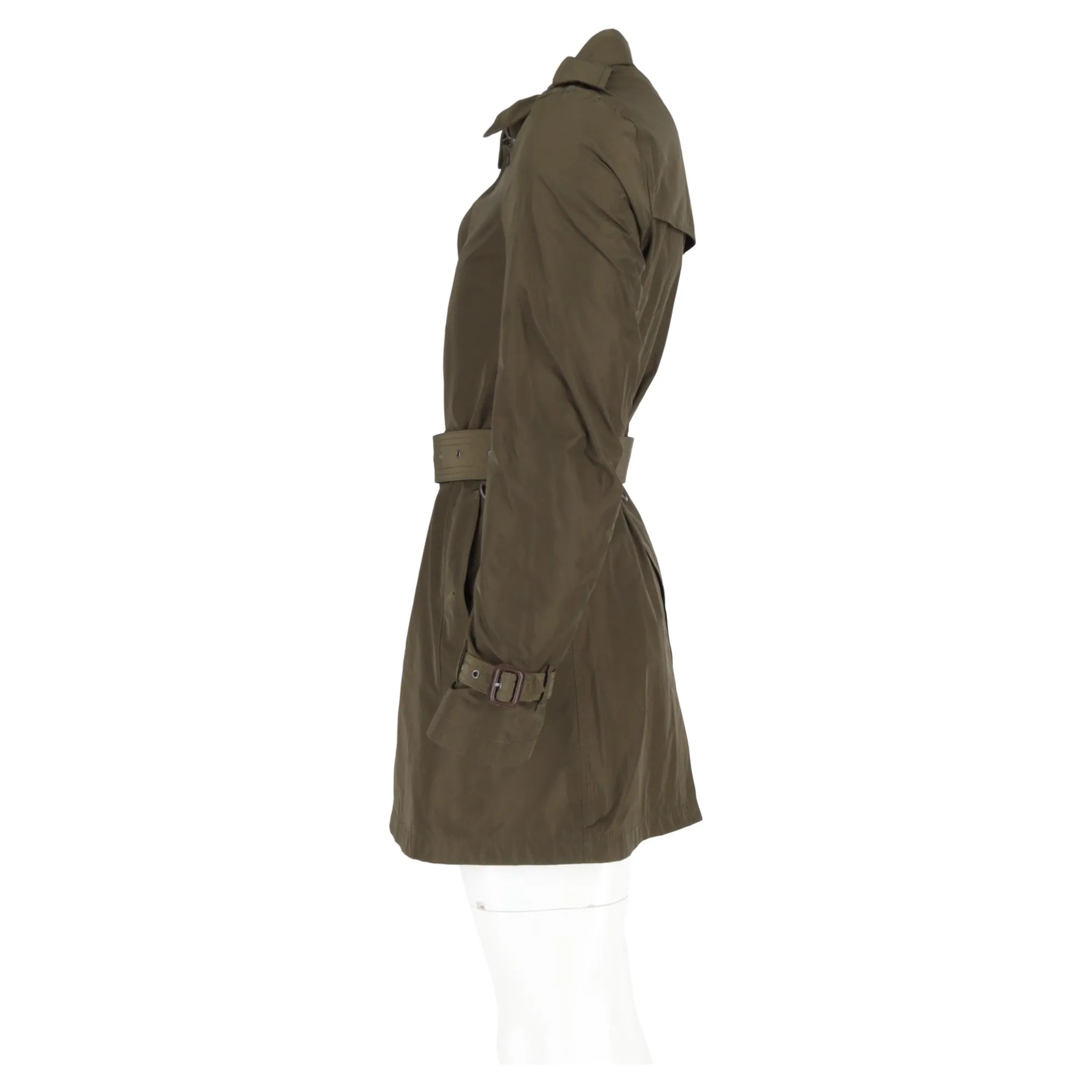 Burberry Single-Breasted  with Belt Trench Coat in Olive Polyester