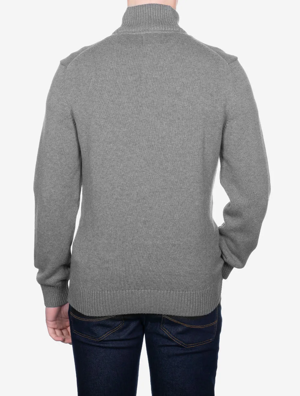 Casual Cotton Half Zip Dark Grey Melange