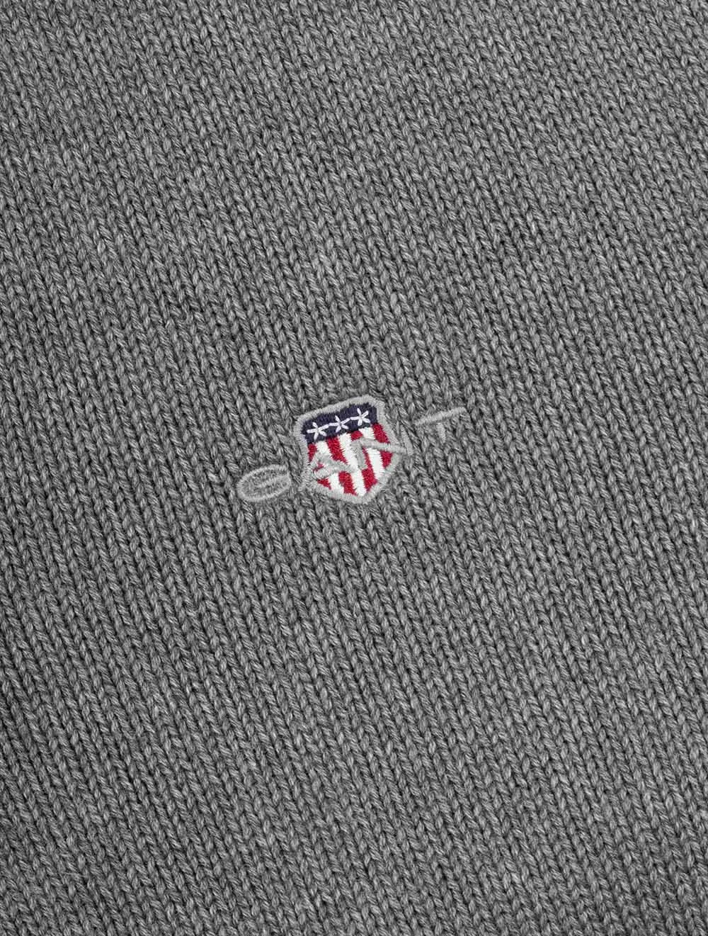 Casual Cotton Half Zip Dark Grey Melange