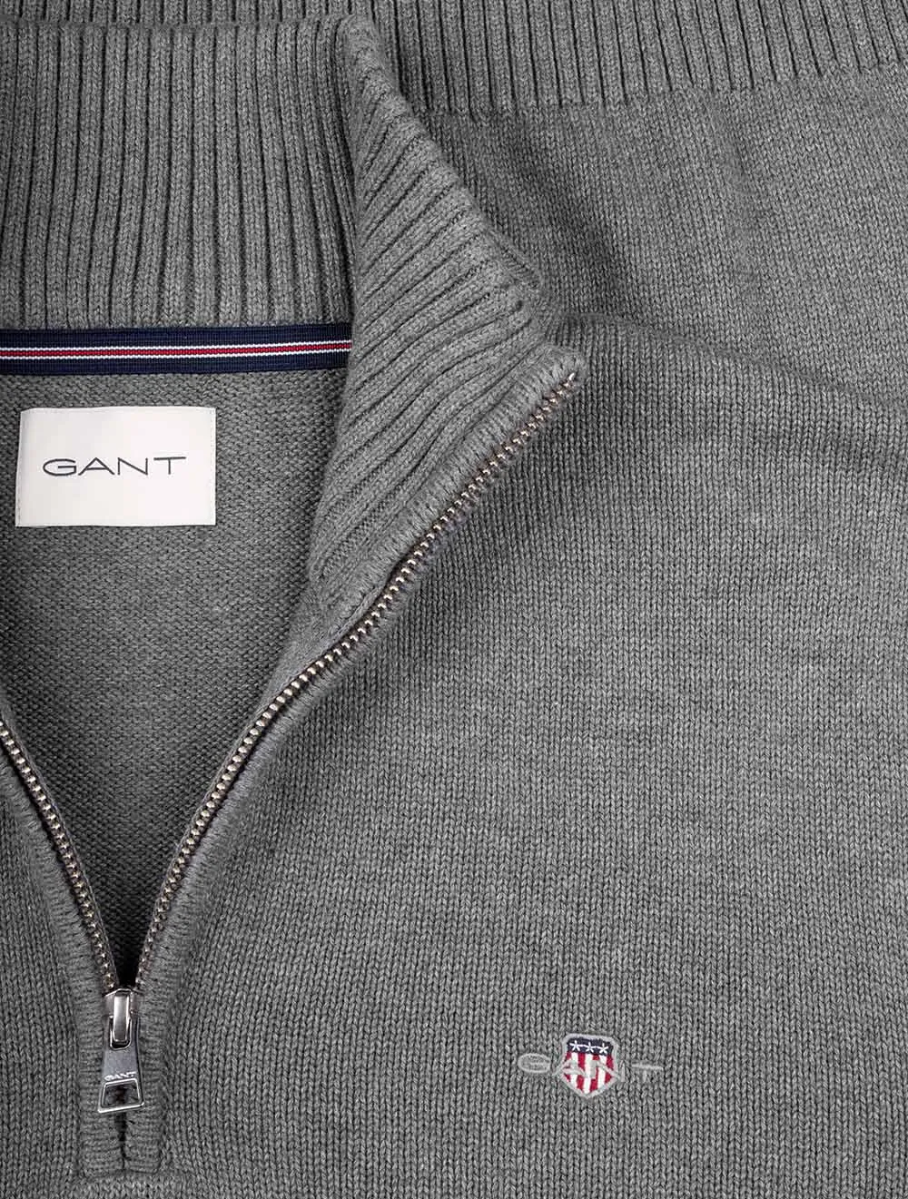 Casual Cotton Half Zip Dark Grey Melange