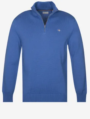 Casual Cotton Half Zip Rich Blue