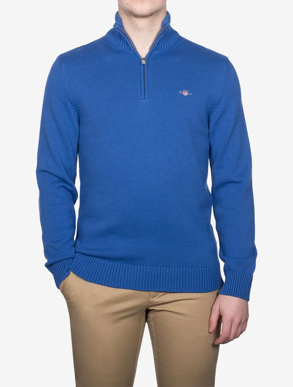 Casual Cotton Half Zip Rich Blue