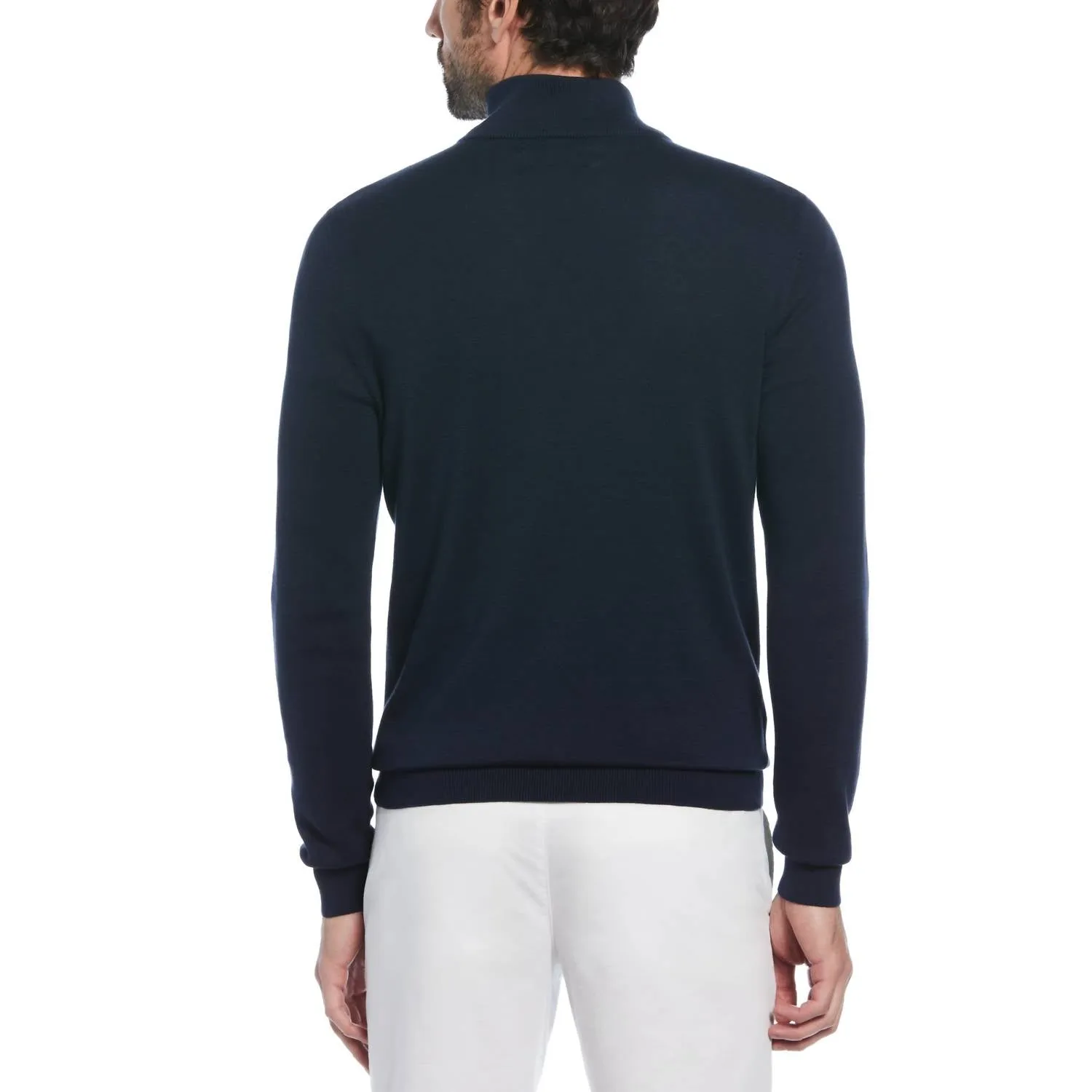Cotton .25 Zip Sweater In Poseidon Blue