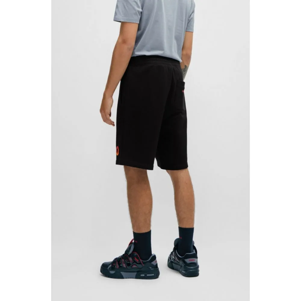 Cotton-terry shorts with puffed flame logo
