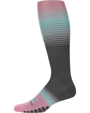 Eurosock Graduated Compression Unisex M Bisque Charcoal Stripe Crew Socks ERK431 (Multicolor,M)