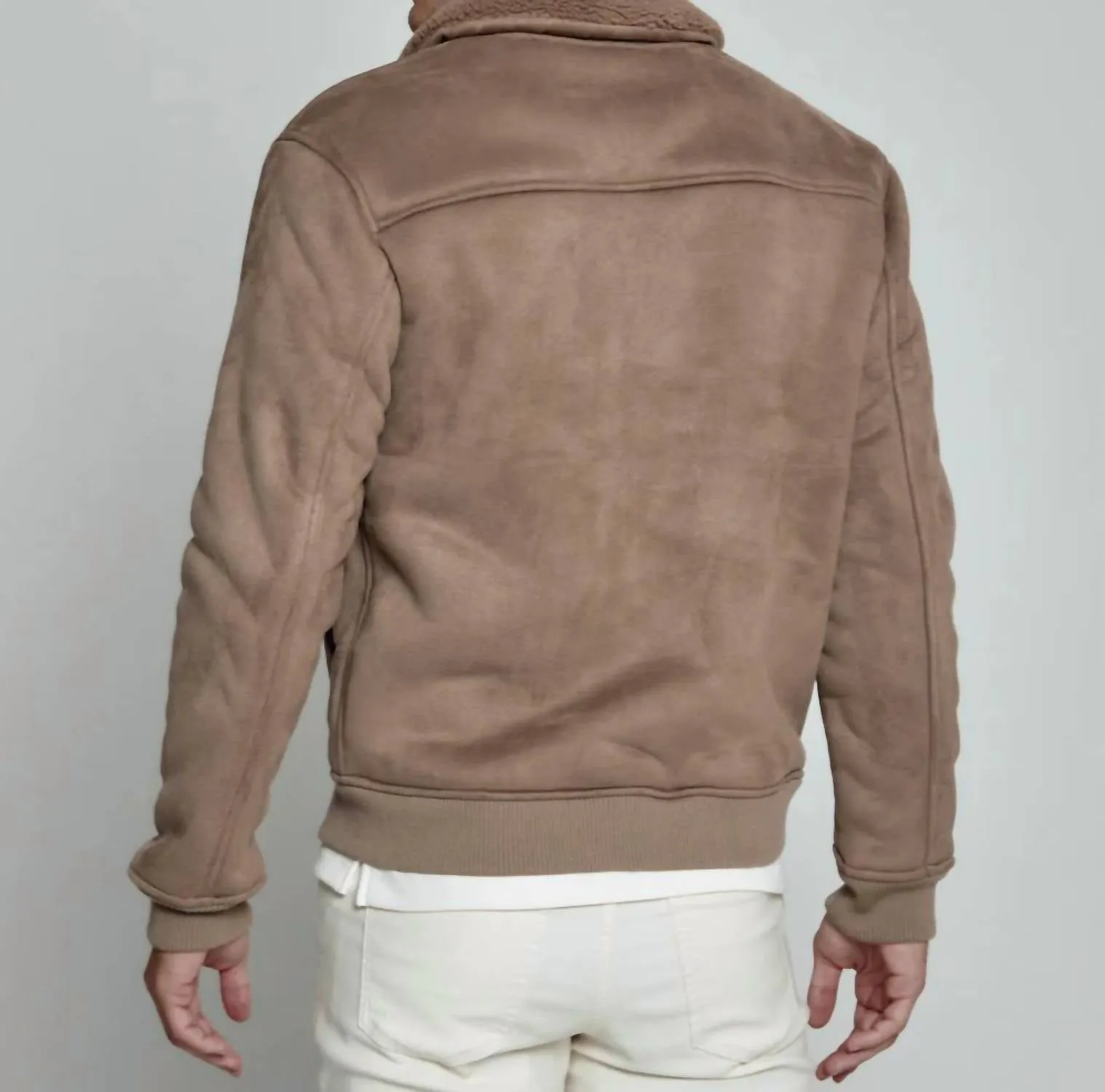 Evolution Sherpa Bomber Jacket In Truffle