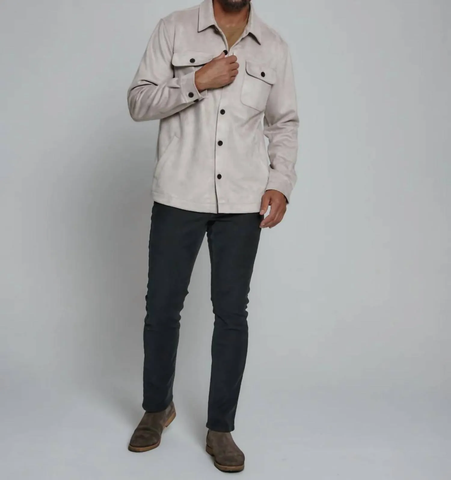 Evolution Suede Shacket In Ecru