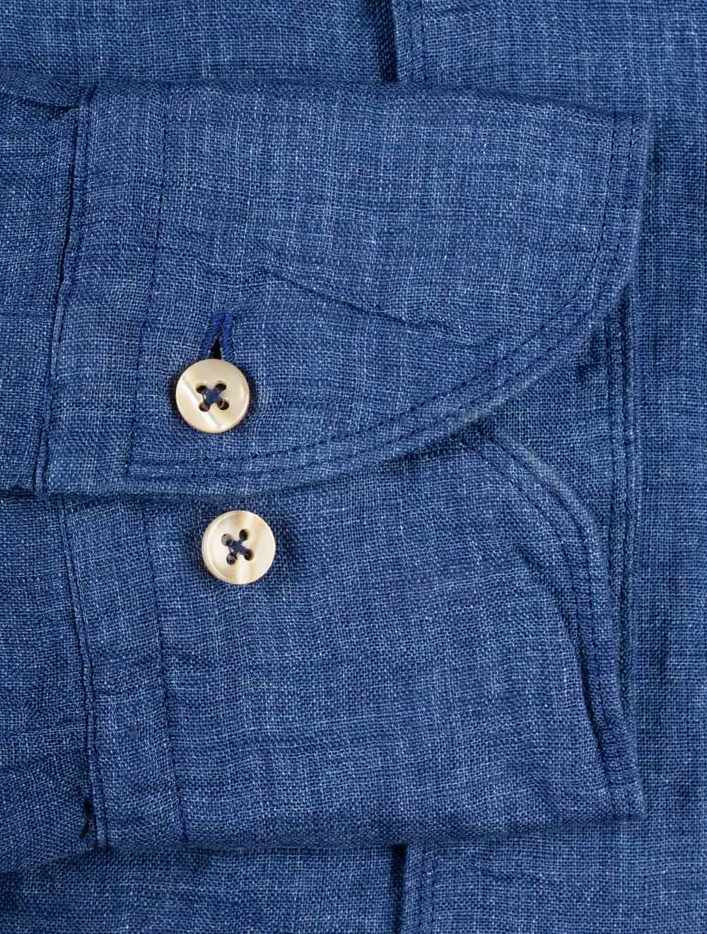 Fitted Linen Shirt Navy