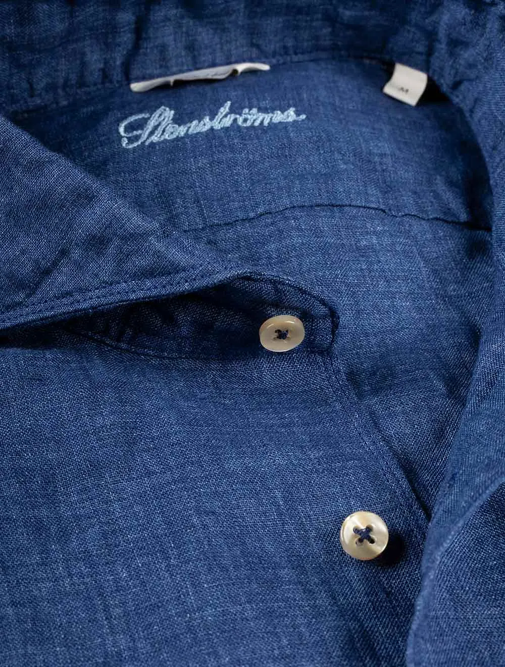 Fitted Linen Shirt Navy
