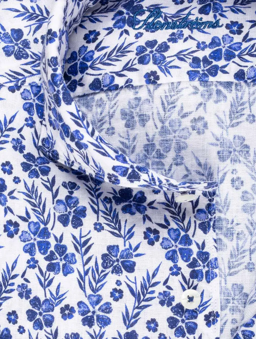 Floral Linen Shirt White