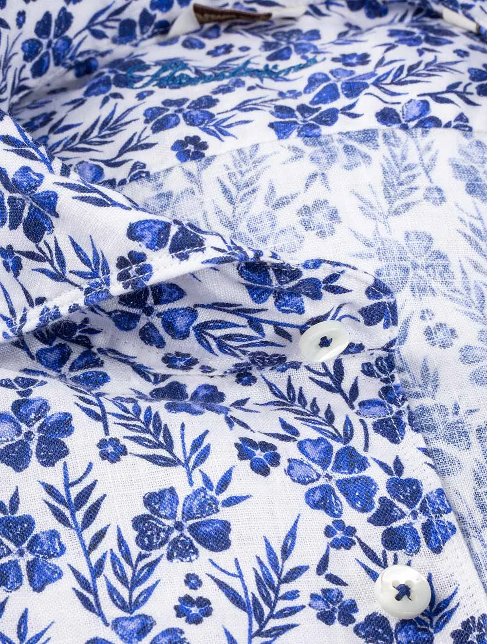 Floral Linen Shirt White
