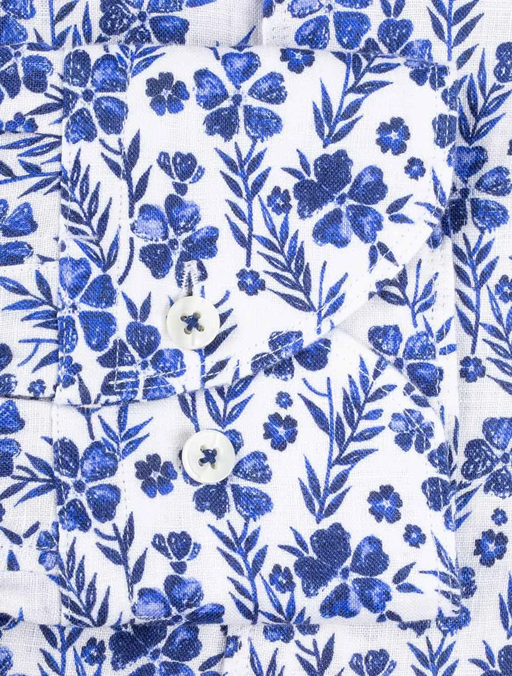 Floral Linen Shirt White