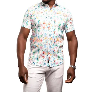 Floral Shirt Sleeve Sport Shirt In White/multi