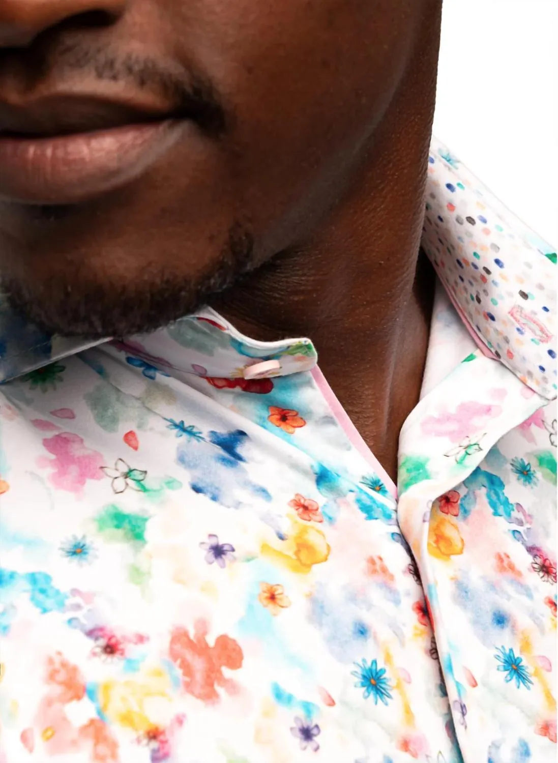 Floral Shirt Sleeve Sport Shirt In White/multi