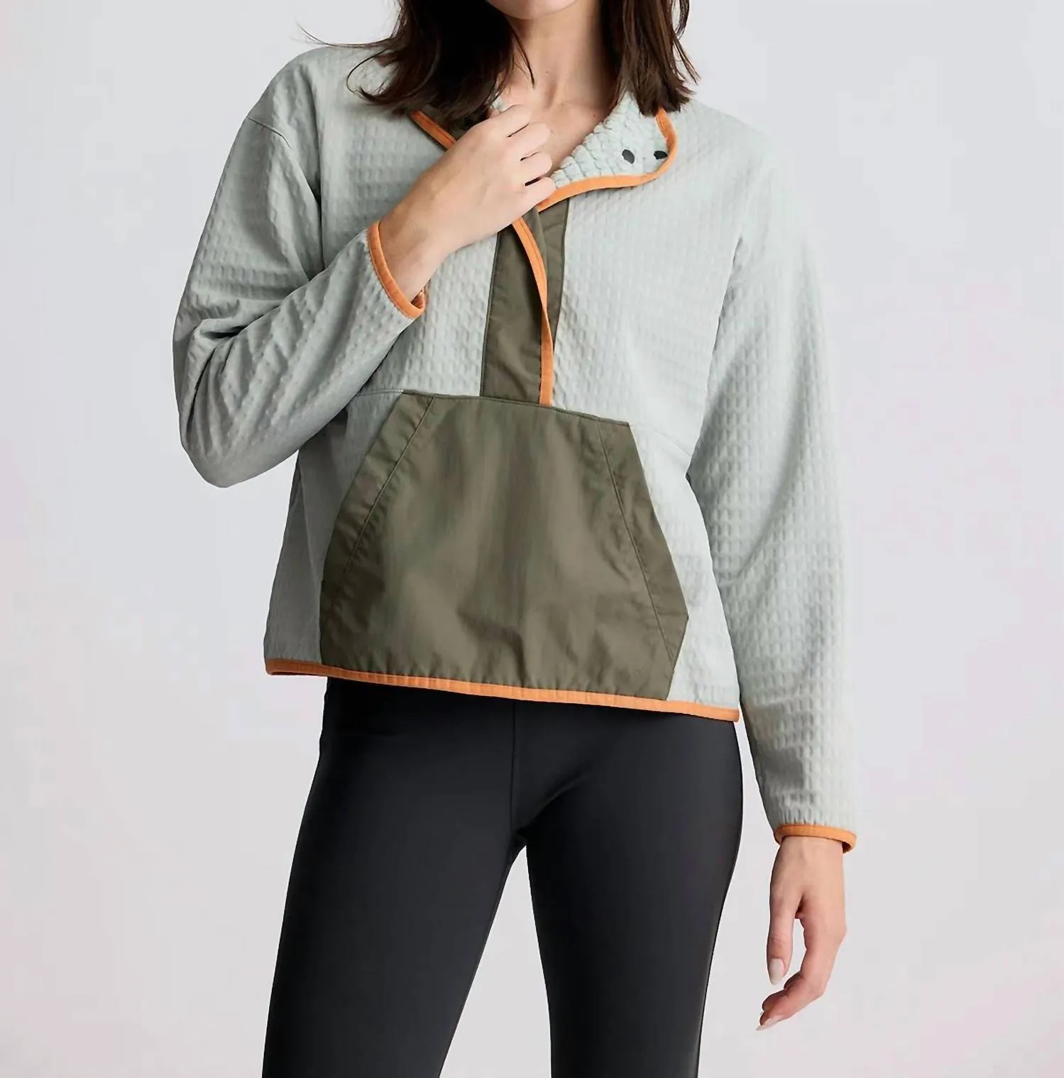 Gridback Fleece Snap Pullover In Desert Sage