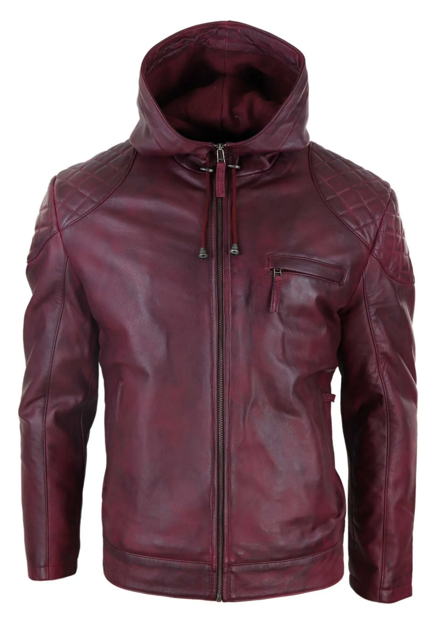 Hood Biker Jacket Leather Casual