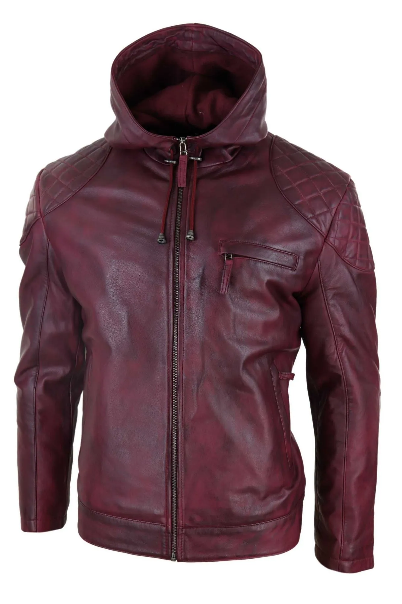 Hood Biker Jacket Leather Casual
