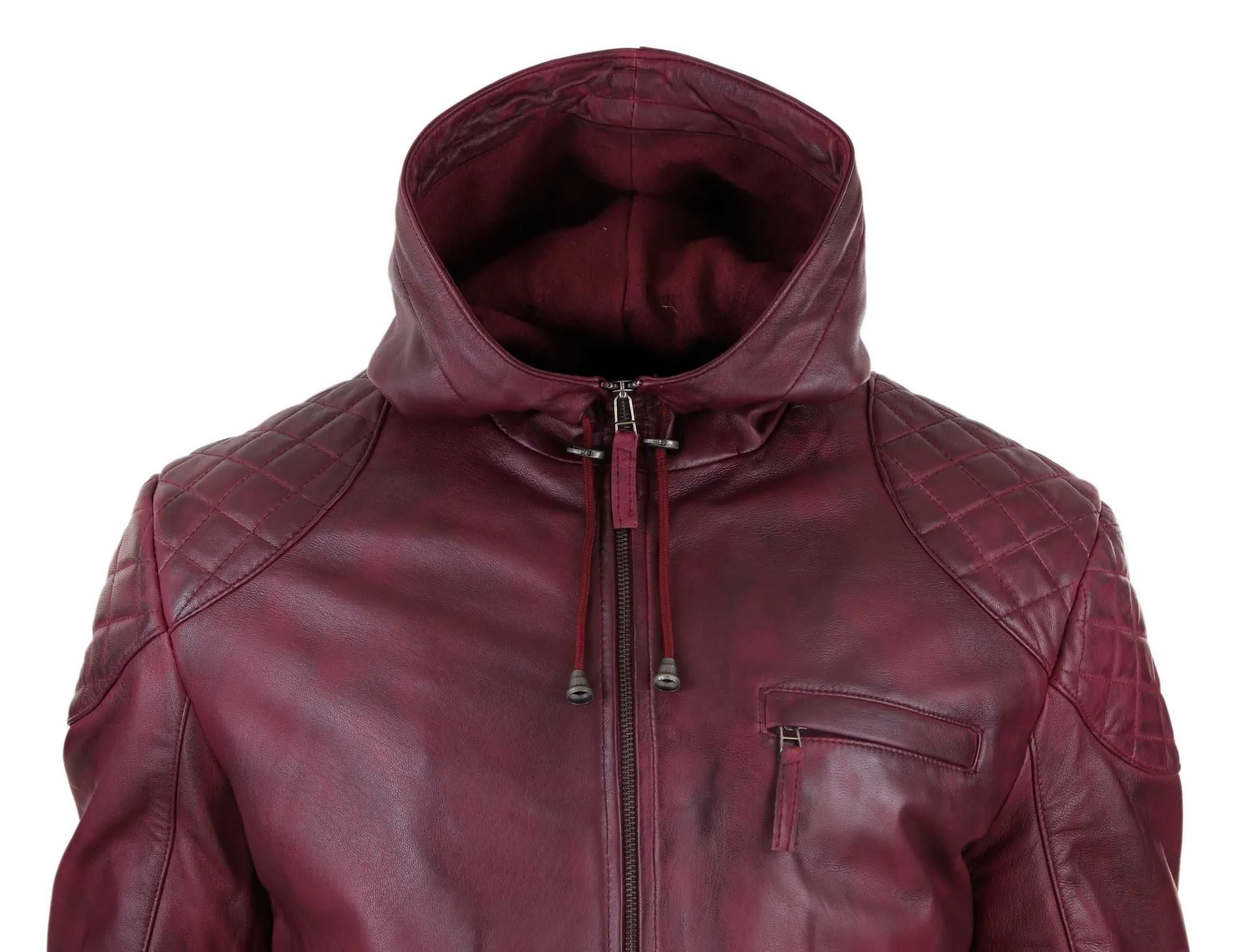 Hood Biker Jacket Leather Casual