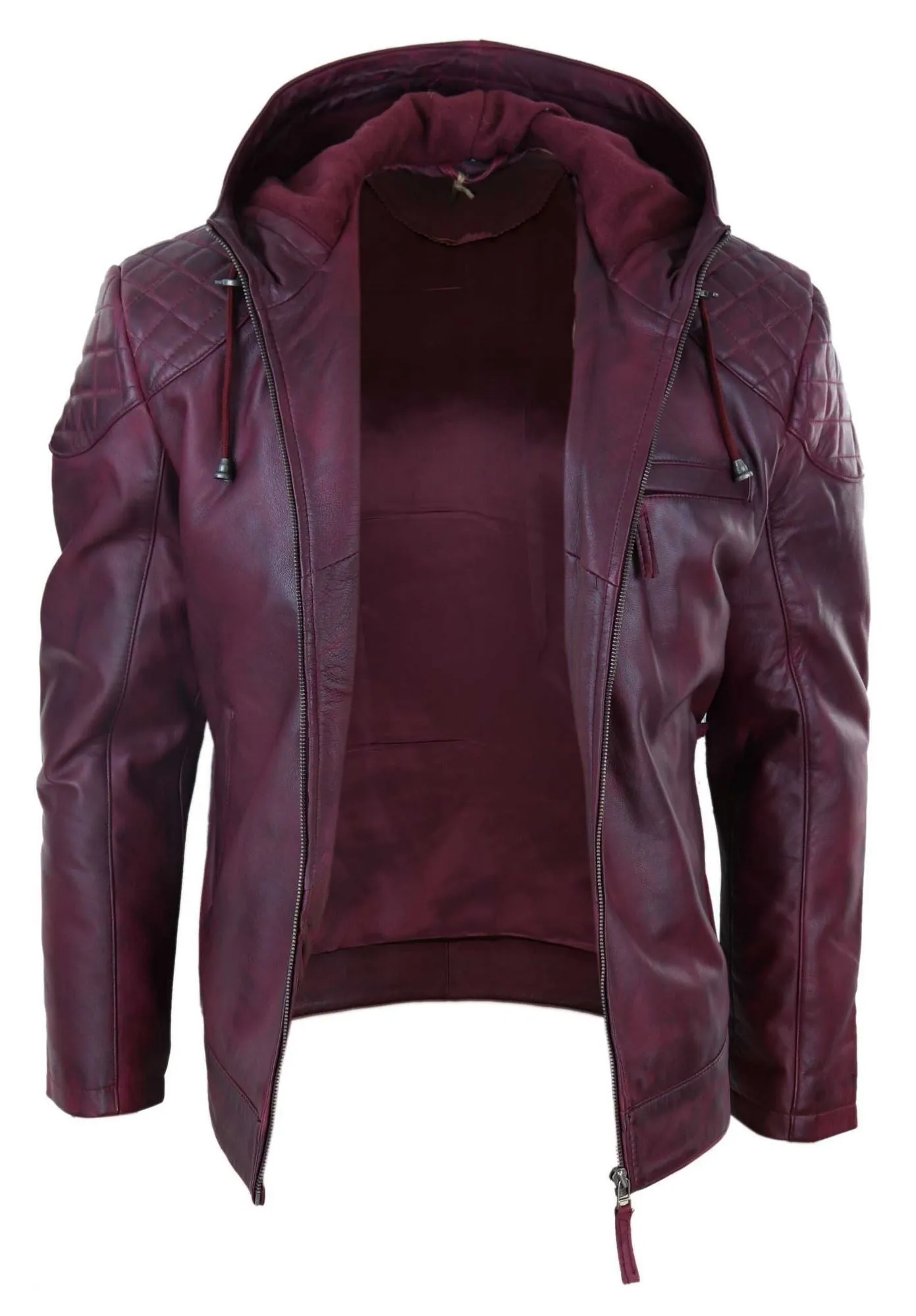 Hood Biker Jacket Leather Casual