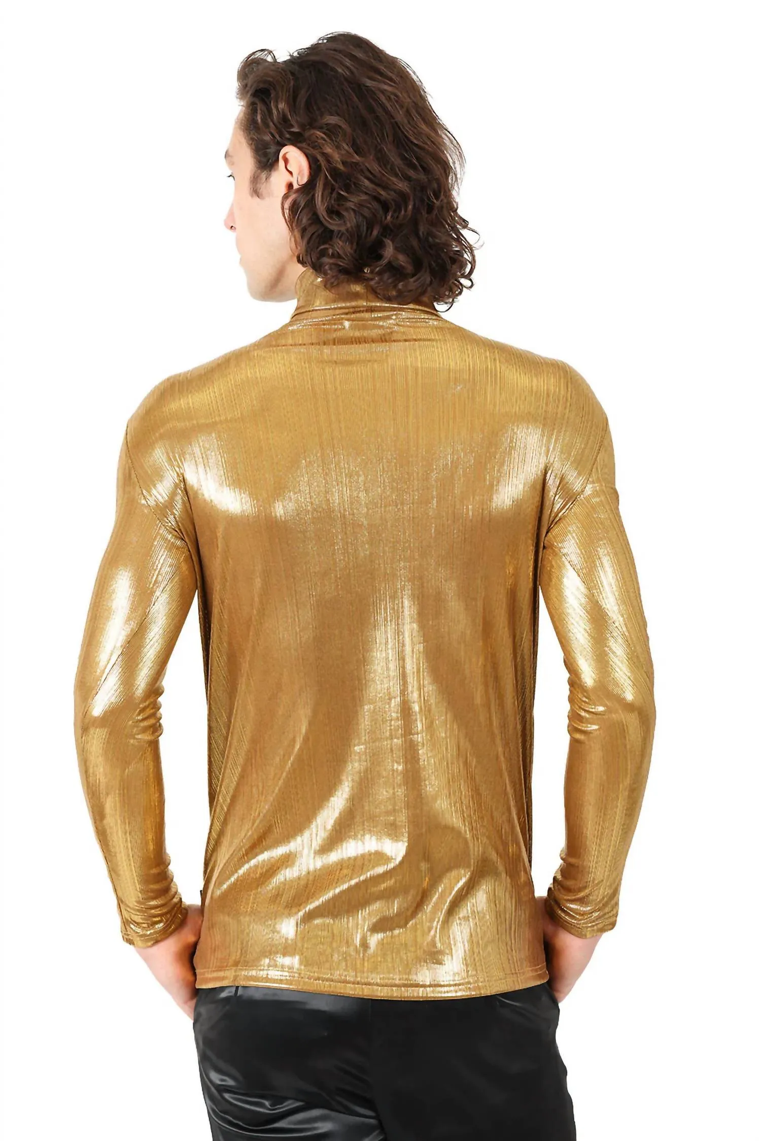 Hotter Than Hell Metallic Turtleneck Sweater In Light Gold
