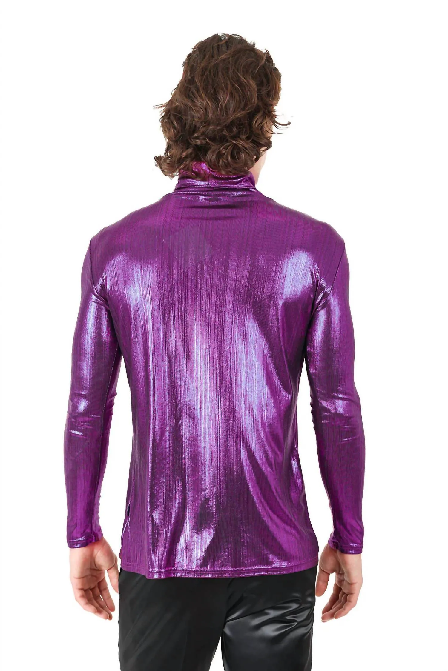 Hotter Than Hell Metallic Turtleneck Sweater In Purple