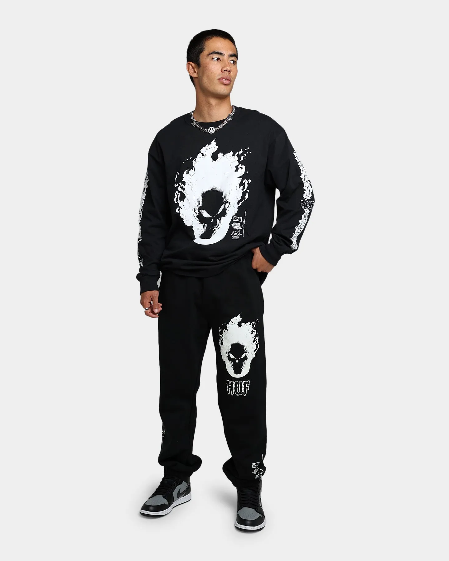 HUF X Marvel Ghost Rider Fleece Pants Black