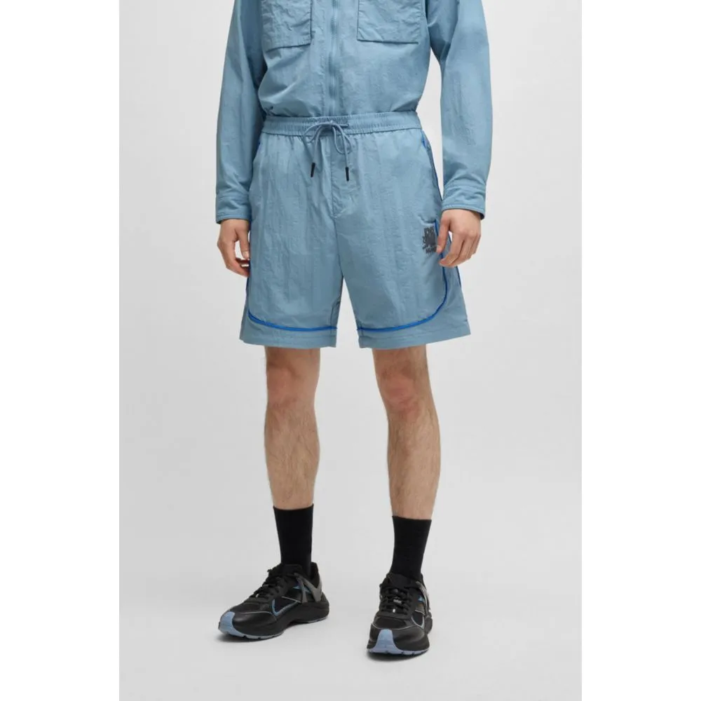 HUGO x RB drawstring shorts with piping details