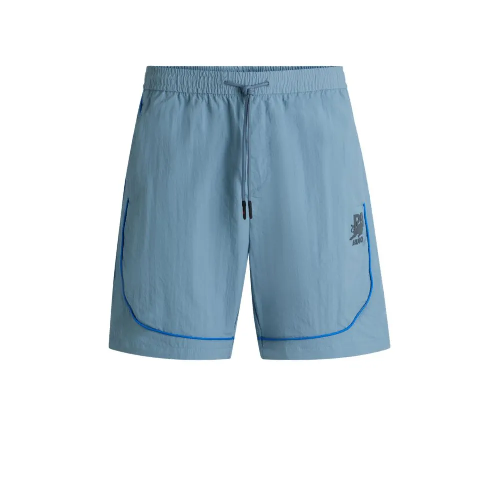 HUGO x RB drawstring shorts with piping details