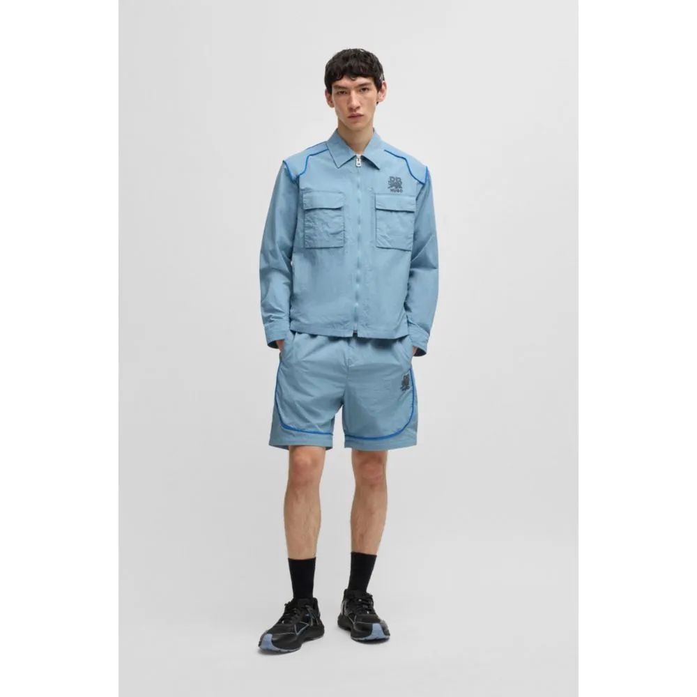 HUGO x RB drawstring shorts with piping details
