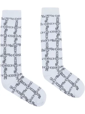 Intarsia-Logo Long Ankle Socks