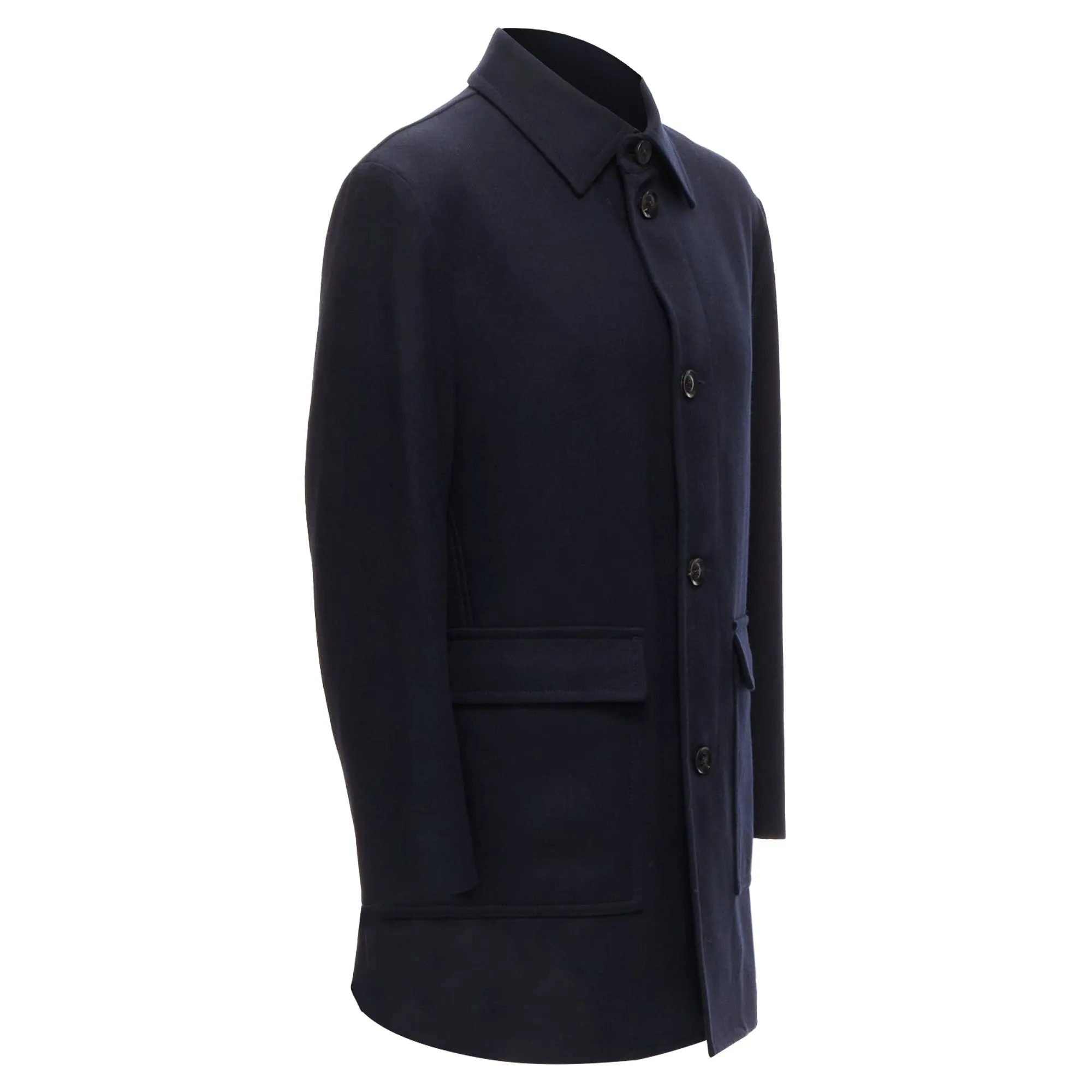 Lanvin Collection wool blend classic shell button longline coat